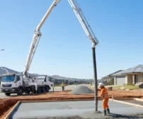 Concrete pumping during site cut to pour service