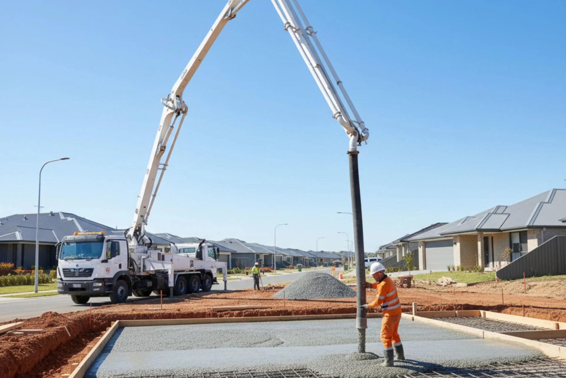 Concrete pumping during site cut to pour service